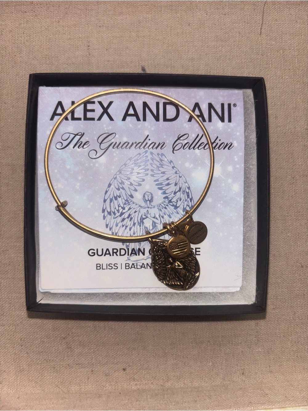 NWT Alex and Ani Gold Guardian Angel Charm Bangle Bracelet